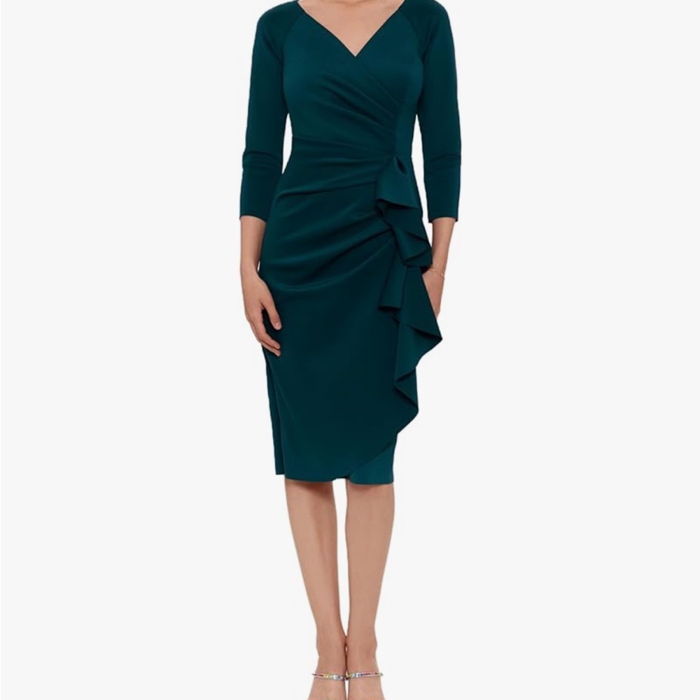 Xscape Teal Long Sleeve Dress